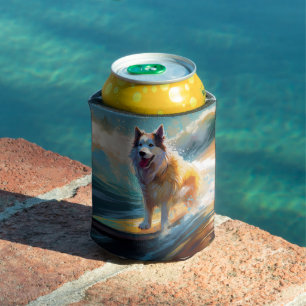 Porta-lata Pintura de Navegação em Praia no Alaska Malamute