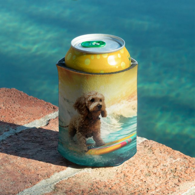 Porta-lata Pintura de Surf na Praia de Cockapoo  (Piscina in situ)