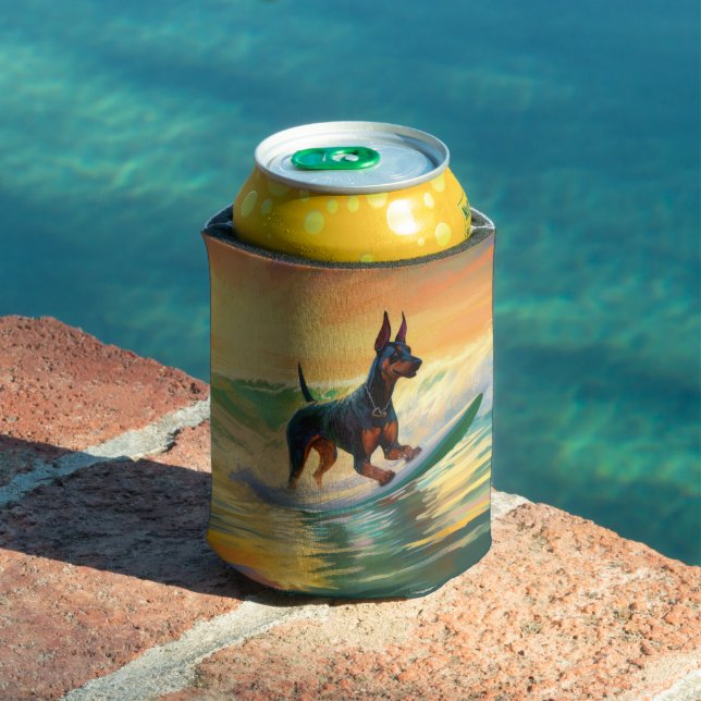 Porta-lata Pintura de surfe na praia do Doberman (Piscina in situ)