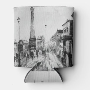 Porta-lata Pinturas artísticas negras e brancas.