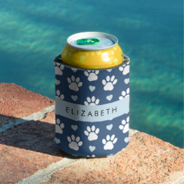 Porta-lata Pinturas De Cães, Patas Brancas, Corações Azuis, S