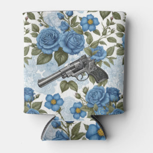 Porta-lata Pistolas Vintage Floral em Azul