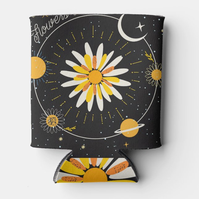 Porta-lata Planetas da Lua Sun: Arte Floral Gráfica (Frente)