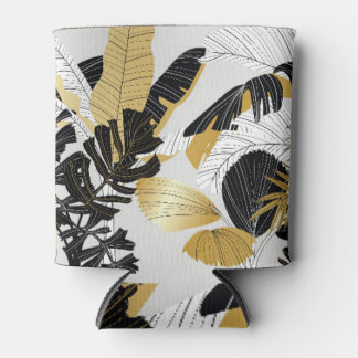 Porta-lata Plantas tropicais Douradas e pretas: luxo.
