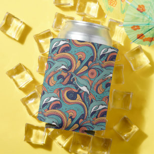 Porta-lata Playful Dolphins Pattern - Design inspirado no oce