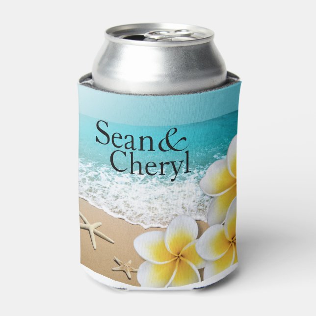 Porta-lata Plumeria Beach Can Cooler (Can Front)