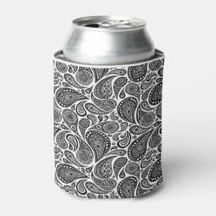 Porta-lata Podem os refrigeradores/preto & o branco Paisley