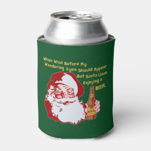 Porta-lata Poema engraçado do Natal da cerveja retro de Papa