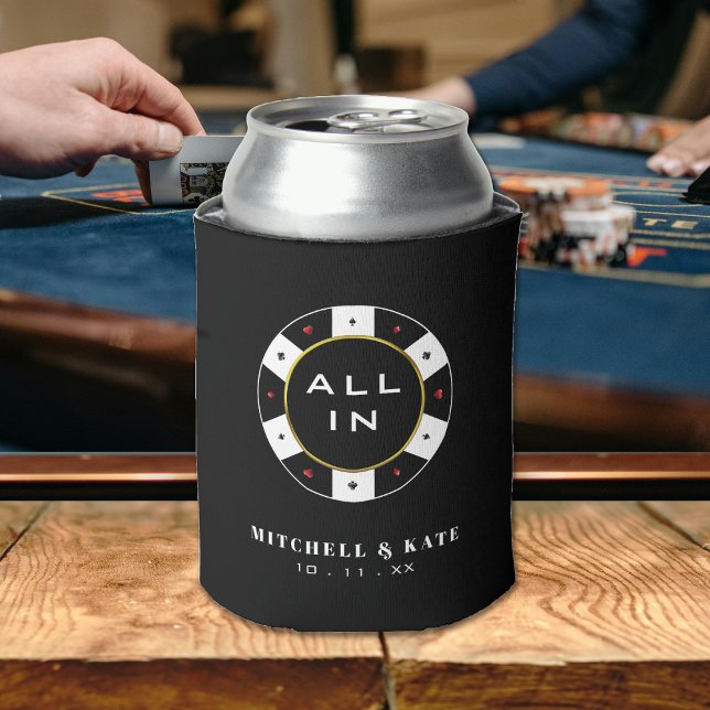 Porta-lata Poker Chip All In Weding Black (Poker Chip All In Wedding Black Can Cooler
)