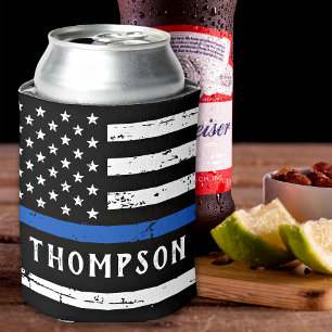 Porta-lata Police Officer Personalized Thin Blue Line
