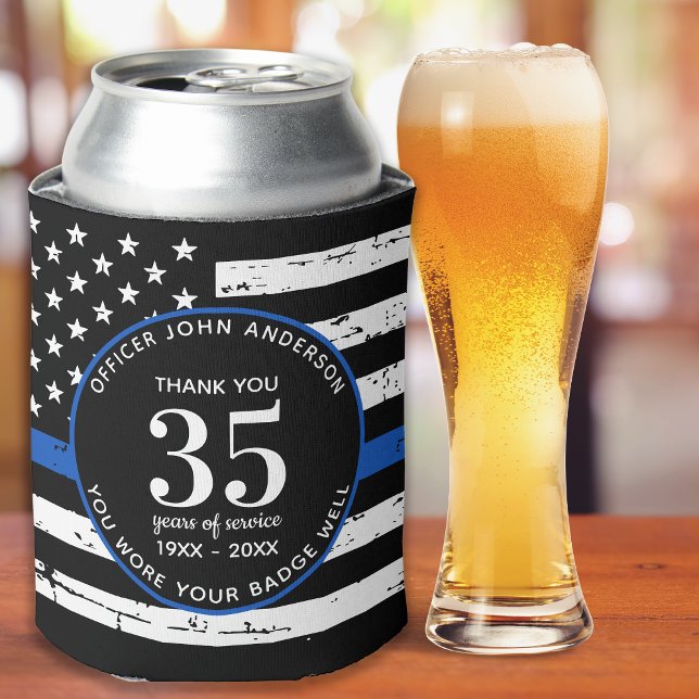 Porta-lata Polícia de aposentadoria fina linha azul (Criador carregado)