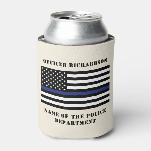 Porta-lata Polícia Personalizada - Polícia de Linha Azul Fino (Can Front)