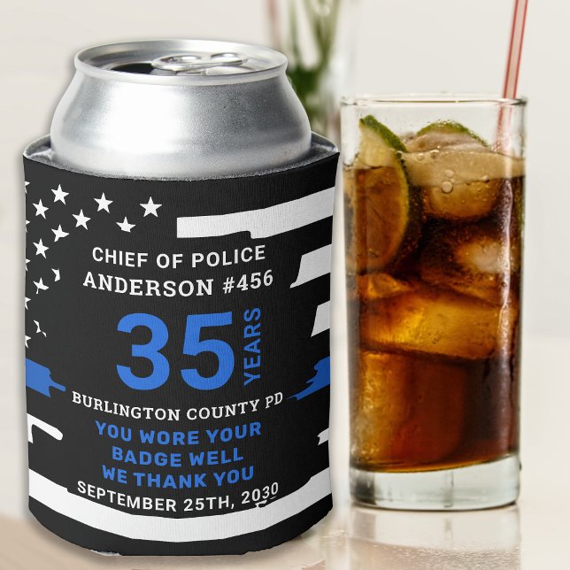 Porta-lata Polícia Retienta Anos De Serviço Thin Blue Line (Criador carregado)