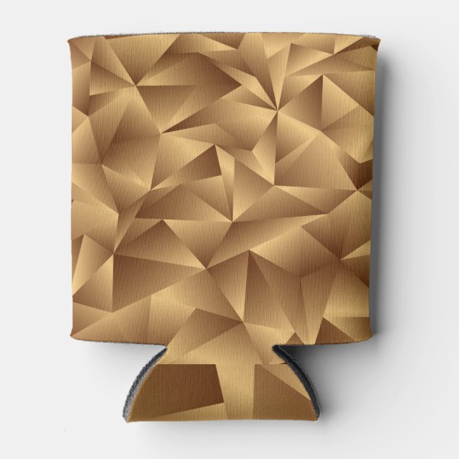 Porta-lata Polígonos ouros, efeito 3D, vintage. (Frente)