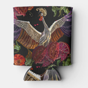 Porta-lata Pomegranate Crane Rosas: Arte bordada