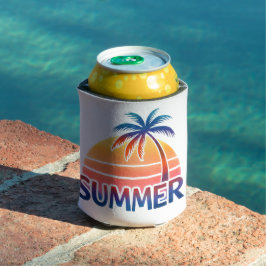Porta-lata Pôr do sol retrô de verão personalizado com palmei