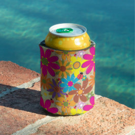 Porta-lata Potência do Flor Retro Floral Hippie Groovy 70s
