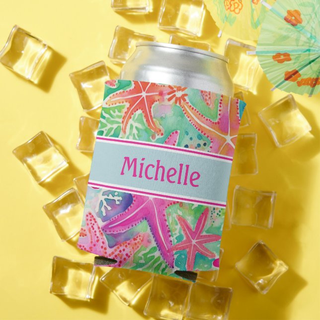 Porta-lata Praia de Verão Tropical Personalizada (Verão in situ)