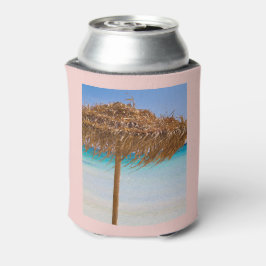 Porta-lata Praia Tropical Cênica com Guarda-Sol de Palha