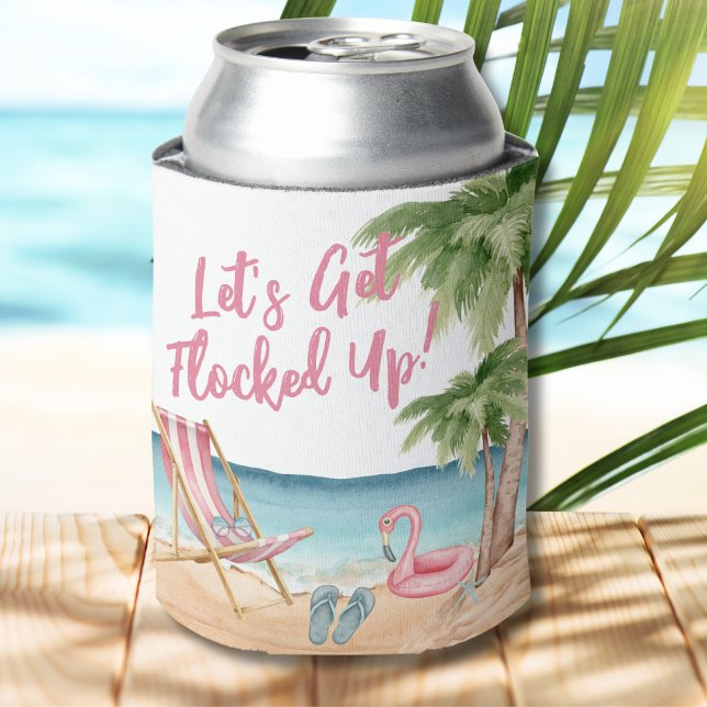 Porta-lata Praia Tropical Divertida de Verão (Funny Bachelorette Beach Can Cooler)