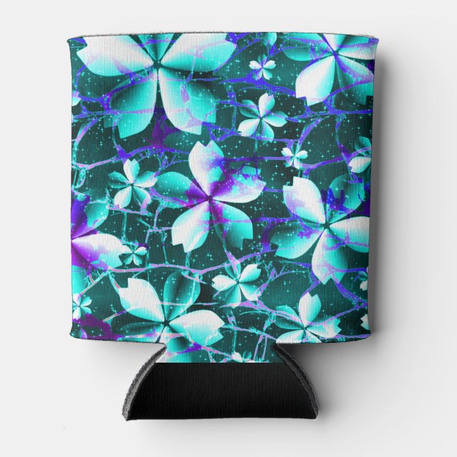 Porta-lata Prato de Flor Crackeado Azul Roxo (Frente)