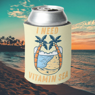 Porta-lata Preciso da Vitamina Mar Amante da Praia Citação