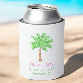 Porta-lata Preppy Tropical Pam Tree Weding Favor