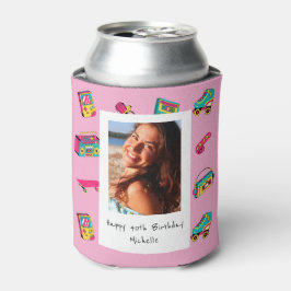Porta-lata Presente de aniversário icônico dos anos 90, rosa 
