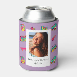 Porta-lata Presente de aniversário icônico dos anos 90, roxo 