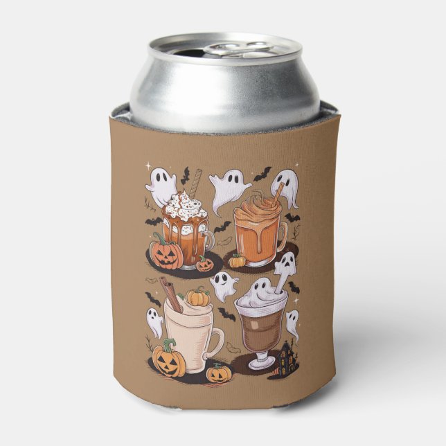 Porta-lata Presente de café gelado de outono fofo de Hallowee (Can Front)