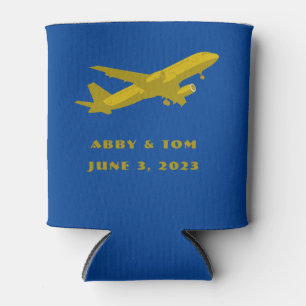 Porta-lata Presente de Noivos de Aviação Azul Marinho e Doura
