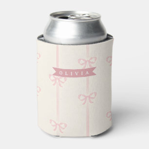 Porta-lata Presente Personalizado Laço Rosa Nome Elegante Coq