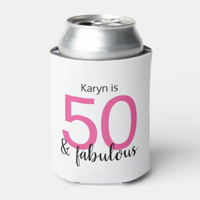 Porta-lata Preto cor-de-rosa 50 e 50º aniversário fabuloso (Can Front)