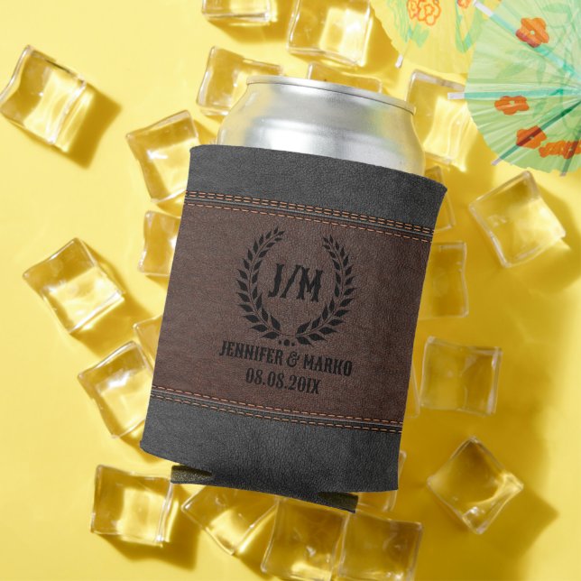 Porta-lata Preto Laurel Wreath Brown & Black Stittitch Couve (Verão in situ)