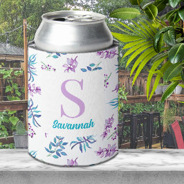 Porta-lata Pretty Watercolor Floral Garden Personalized