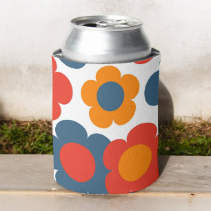 Porta-lata Primavera Botânica Vermelha e Azul Floral Negrito