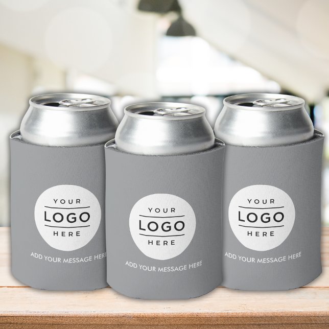 Porta-lata Promocional de logotipo comercial personalizado (Custom Business Logo Promotional Can Cooler in gray color.)