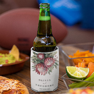 Porta-lata Protea Nativa Aquarela Floral Boho Botânico