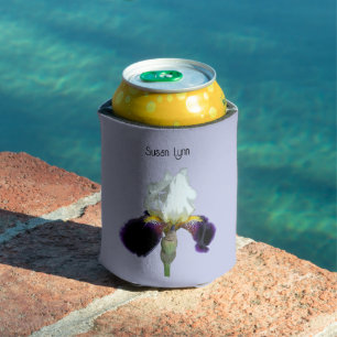 Porta-lata Protetor de Espuma Íris Roxo e Branco para Lata