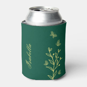 Porta-lata Protetor de lata esmeralda verde floral simples