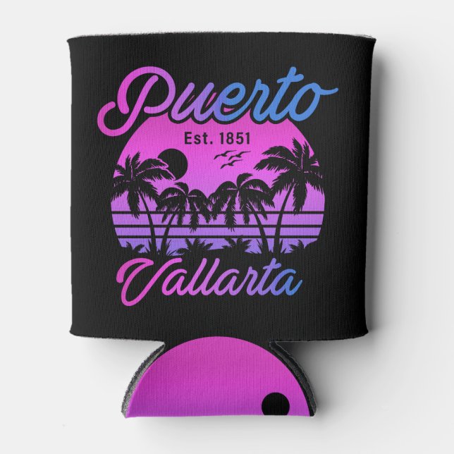 Porta-lata Puerto Vallarta Mexico Retro Sunset Souvenirs 60s (Frente)