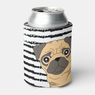 Porta-lata Pug striped design
