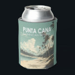 Porta-lata Punta Cana República Dominicana Viagem Art Vintage<br><div class="desc">Design de arte vetorial de Punta Cana. A área de Bávaro e Punta Cana se combinam para formar o que é conhecido como La Costa del Coco,  ou a Costa do Coco,  uma área de resorts lavos e inclusivos.</div>