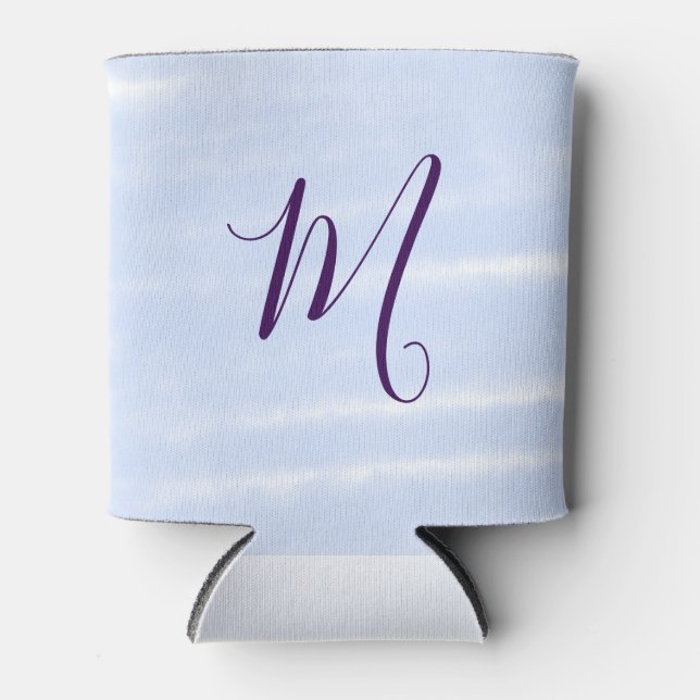 Porta-lata Purple pastel watercolor monogram name letterretro (Frente)