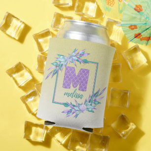Porta-lata Púrpura 🧜 aquarela ‍ Monograma ♀️ Sereia