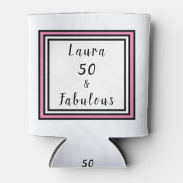 Porta-lata Quadrado em camadas preto e fabuloso cor-de-rosa