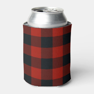 Porta-lata Quadrados Xadrez Vermelho e Preto Plaid Búfalo