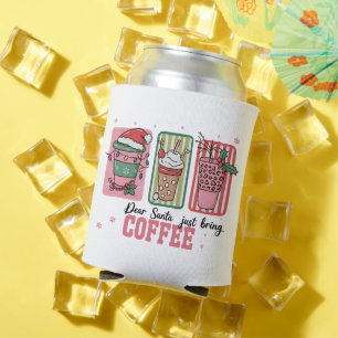 Porta-lata Querido Papai Noel Traga Apenas Café Natal Préppy 