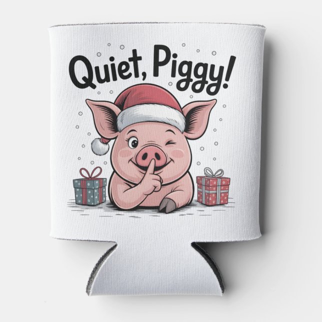 Porta-lata Quiet Piggy Christmas Santa hat Democratic  (Frente)