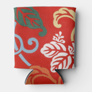 Porta-lata Quimono Japonês Floral Havaiano Vermelho Chinoiser